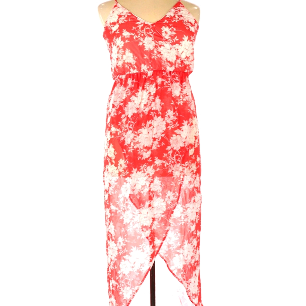 Lush Coral & White Maxi Dress